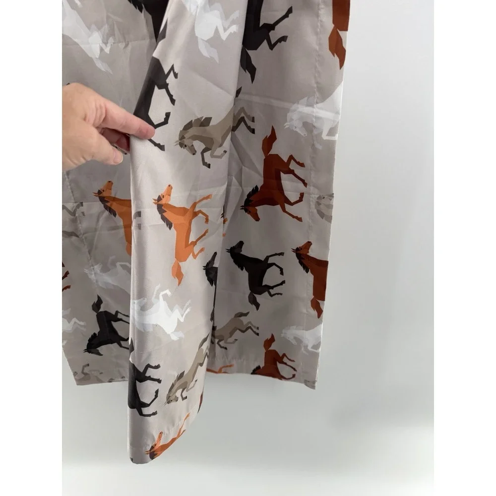 Horse Window Curtains Western Rustic Animal Running Horse 2 Drapes 28.5 x 64